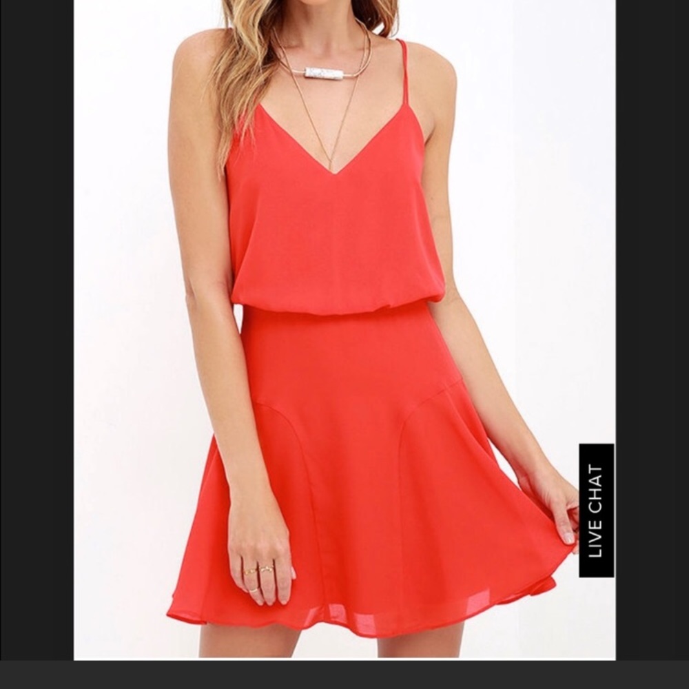 Lulu’s Wanna Bet Coral Dress